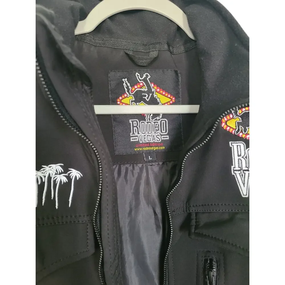 Rodeo Vegas Limited Edition NFR Sponsor Softshell Jacket Black Men's Size Large